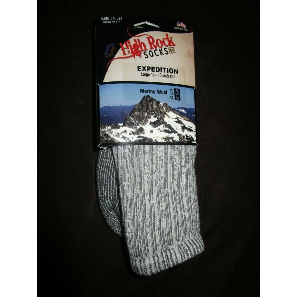 1 Pair Large High Rock Merino Wool Expedition Socks 10-13 Made in USA - Picture 1 of 5